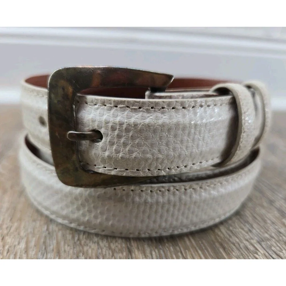 Tom Taylor Belt Genuine Snake Sterling Silver 925 Made in USA Size 38 White
